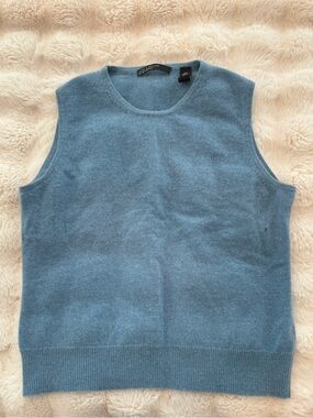 100% Cashmere Lord & Taylor Blue Crewneck Sweater Vest Size L
